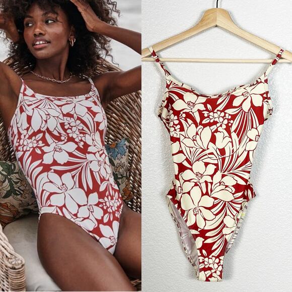 Summersalt Womens The Classic One Piece Swimsuit in Red Floral Print Size 2 - Picture 1 of 12